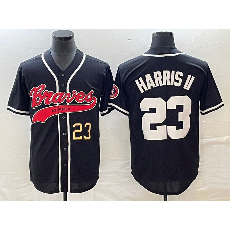 Atlanta Braves #23 Michael Harris II Number Black Fotopoulosg Cool Base Stitched Jersey