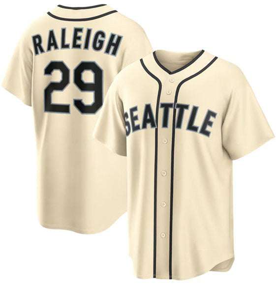 Seattle Mariners #29 Cal Raleigh Cream Fotopoulosg Alternate Stitched Jersey