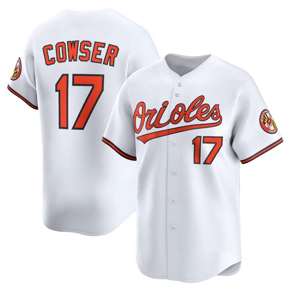 Baltimore Orioles #17 Colton Cowser White Fotopoulosg Home Limited Player Jersey