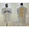 New York Yankees #2 Derek Jeter White Fotopoulosg Pinstripe Name Fashion Cool Base Jersey