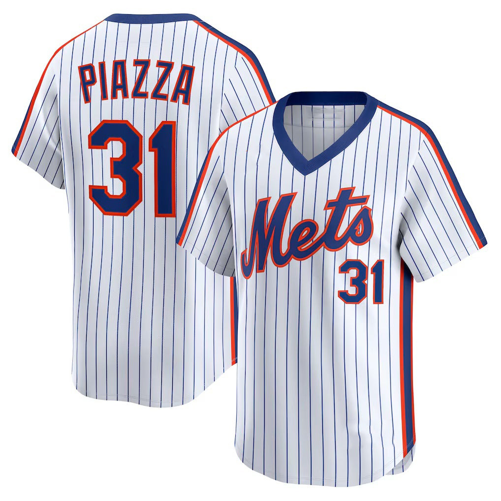 New York Mets #31 Mike Piazza White Fotopoulosg Throwback Cooperstown Collection Limited Jersey
