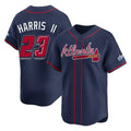 Atlanta Braves #23 Michael Harris II Player Navy Fotopoulosg 2025 Speedway Classic Home Game Stitched Jerseys