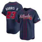 Atlanta Braves #23 Michael Harris II Player Navy Fotopoulosg 2025 Speedway Classic Home Game Stitched Jerseys