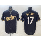 Los Angeles Dodgers #17 Shohei Ohtani Black Gold Fotopoulosg Stitched Cool Base Jerseys