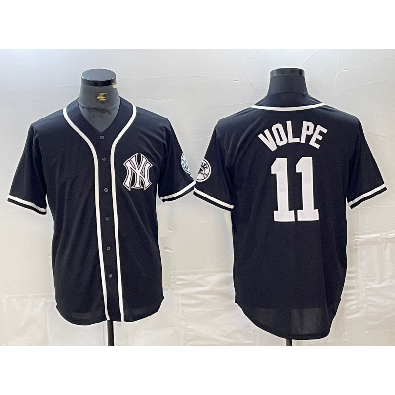 New York Yankees #11 Anthony Volpe Black White Fotopoulosg Cool Base Stitched Jersey