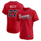 Atlanta Braves #27 Austin Riley Player Red Fotopoulosg Limited Elite Home Game Stitched Jerseys