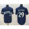 Seattle Mariners #29 Cal Raleigh Navy Fotopoulosg With 2025 AL West Division Champions Patch Limited Stitched jersey