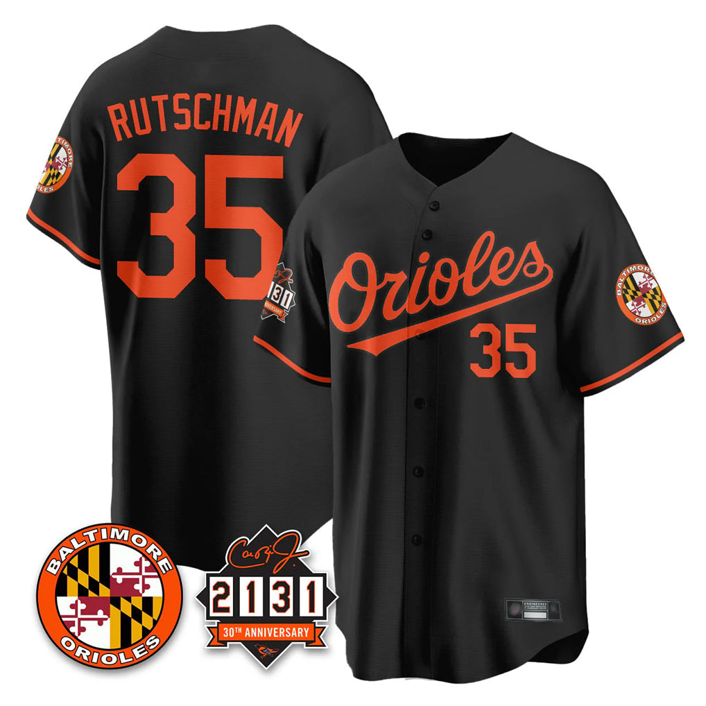 Baltimore Orioles #35 Adley Rutschman Player Black Fotopoulosg 30th Anniversary of 2131 Home Game Stitched Jerseys
