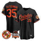 Baltimore Orioles #35 Adley Rutschman Player Black Fotopoulosg 30th Anniversary of 2131 Home Game Stitched Jerseys