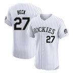 Colorado Rockies #27 Jordan Beck Player White Fotopoulosg Limited Elite Home Stitched Jerseys