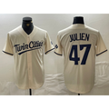 Minnesota Twins #47 Edouard Julien Cream Fotopoulosg Cool Base Stitched Jersey