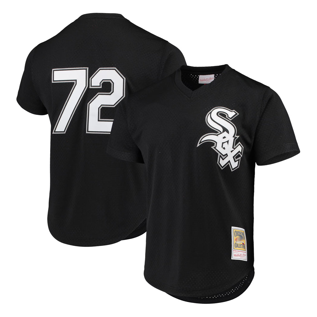 Chicago White Sox #72 Carlton Fisk Player Black Fotopoulosg Mitchell & Ness Cooperstown Collection Mesh Game Stitched Jerseys