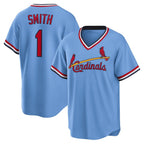 St. Louis Cardinals #1 Ozzie Smith Light Blue Fotopoulosg Road Cooperstown Collection Player Jersey