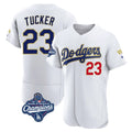Los Angeles Dodgers #23 Kyle Tucker Player Gold White Fotopoulosg World Series Meet 2026 Collection Stadium Limited Elite Stitched Jerseys