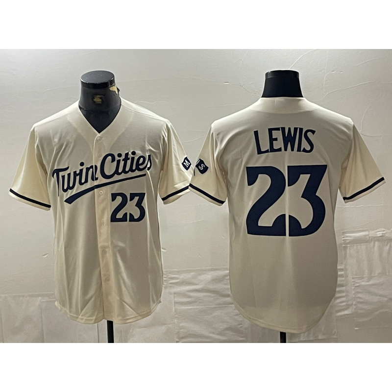 Minnesota Twins #23 Royce Lewis Number Cream Fotopoulosg Cool Base Stitched Jersey 2