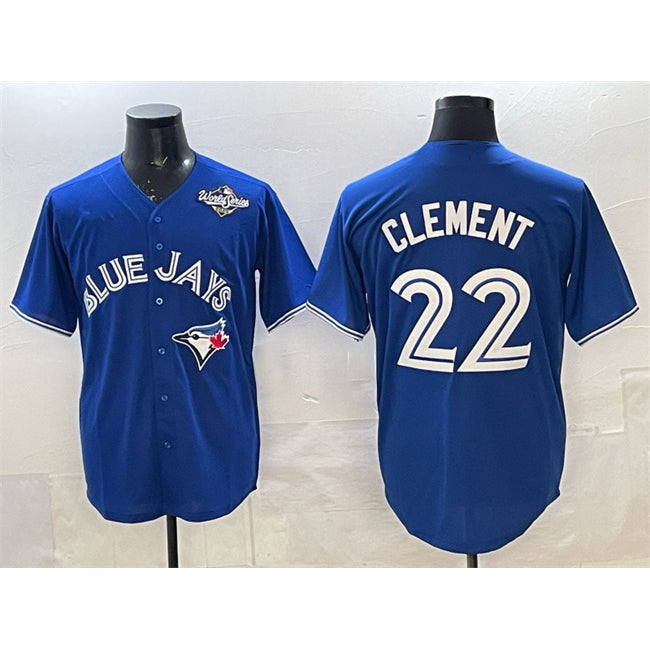 Toronto Blue Jays #22 Ernie Clement Blue Fotopoulosg 2025 World Series Cool Base Stitched Jersey