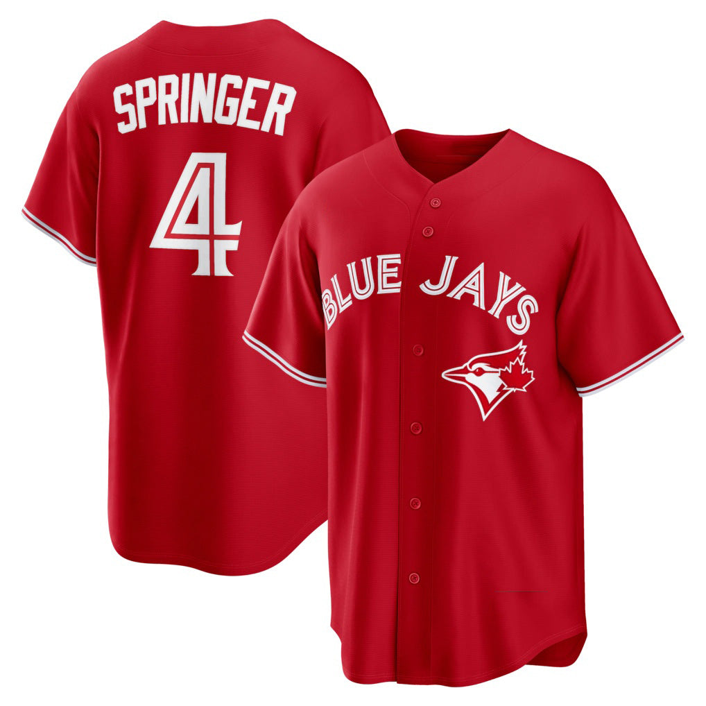 Toronto Blue Jays #4 George Springer Red Fotopoulosg Canada Day Replica Jersey