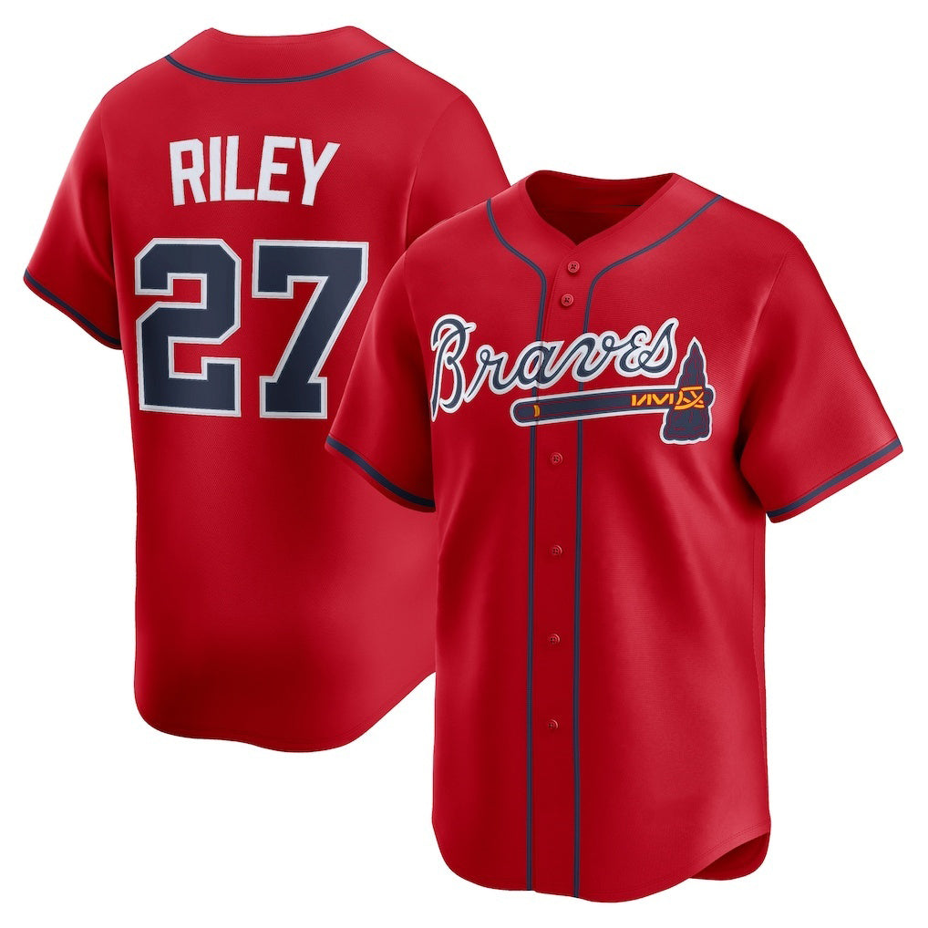 Atlanta Braves #27 Austin Riley Red Fotopoulosg Alternate Limited Player Jersey