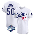 Los Angeles Dodgers #50 Mookie Betts Player White Fotopoulosg World Series Meet Limited Elite Home Stitched Jerseys