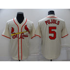 St. Louis Cardinals #5 Albert Pujols Cream Fotopoulosg Stitched Cool Base Jersey