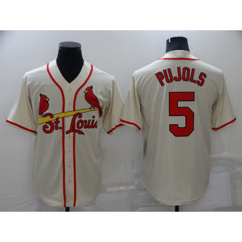 St. Louis Cardinals #5 Albert Pujols Cream Fotopoulosg Stitched Cool Base Jersey