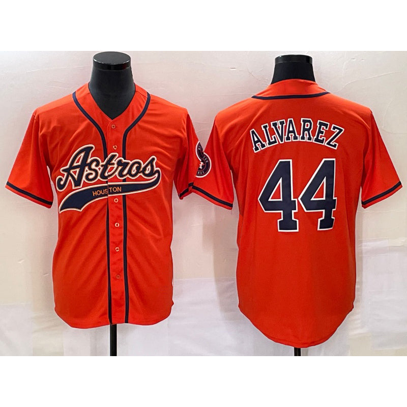 Houston Astros #44 Yordan Alvarez Orange Fotopoulosg With Patch Cool Base Stitched Jersey