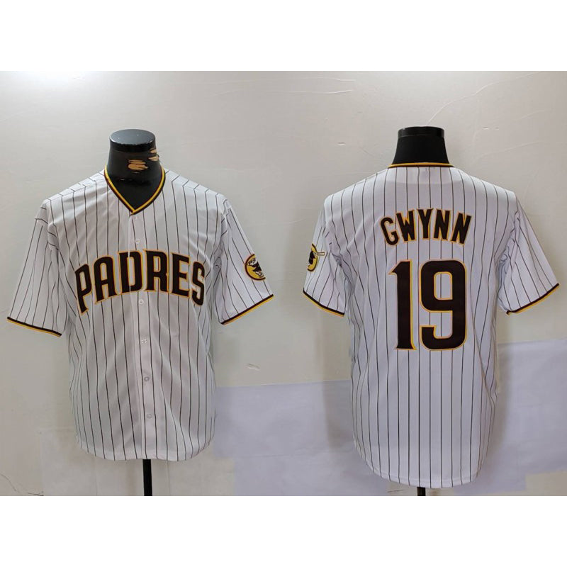 San Diego Padres #19 Tony Gwynn White Fotopoulosg Team Logo Stitched Cool Base Jersey