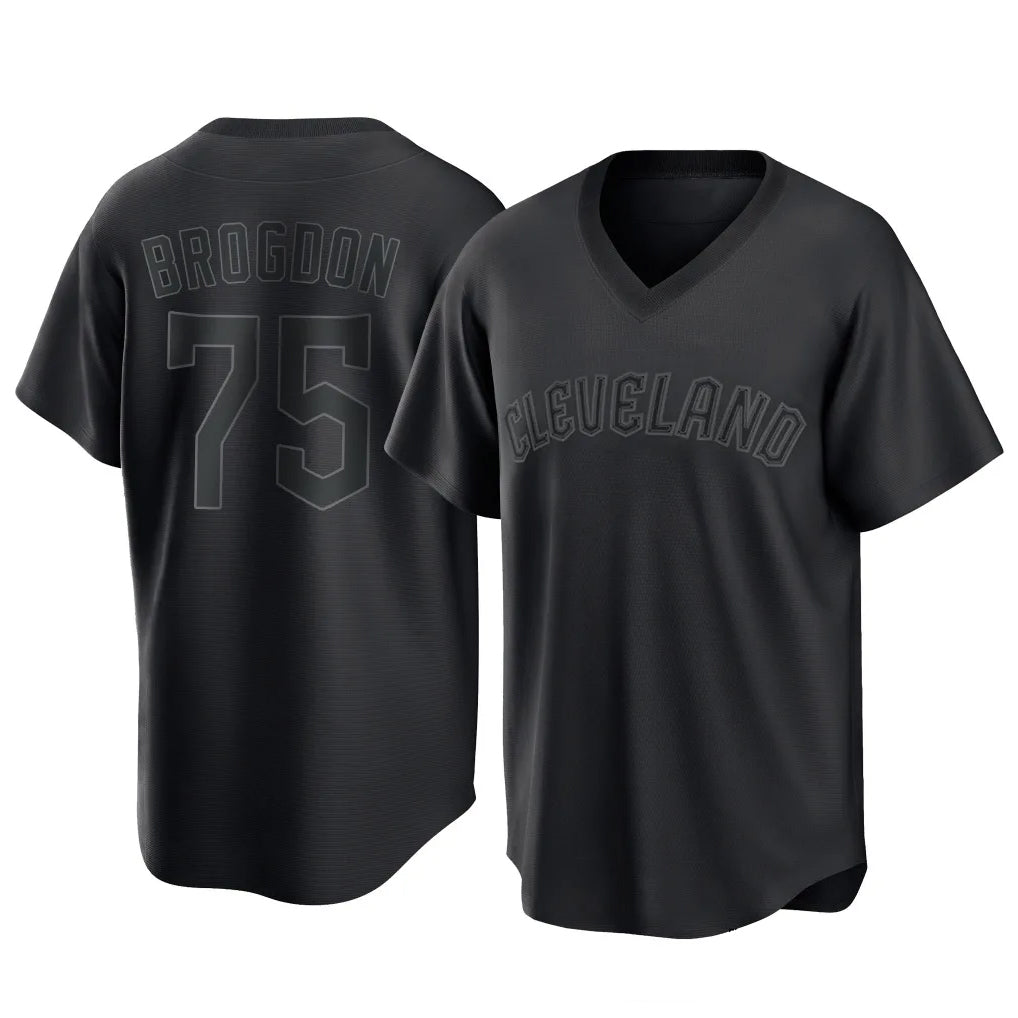 Cleveland Guardians #75 Connor Brogdon Player Black Fotopoulosg T-shirt Home Game Stitched Jerseys