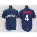 Minnesota Twins #4 Carlos Correa 2023 Navy Blue Fotopoulosg Cool Base Stitched Jersey