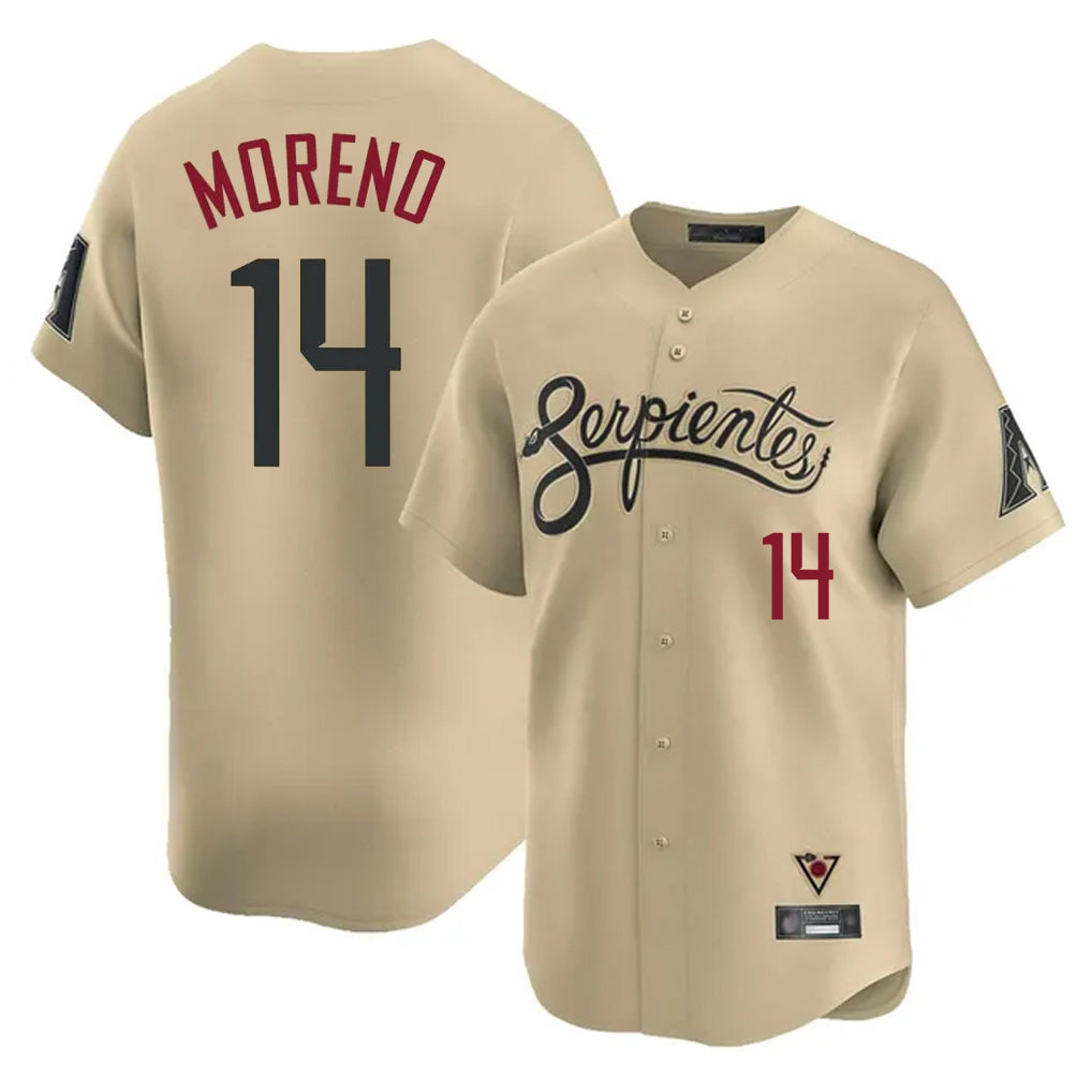 Arizona Diamondbacks #14 Gabriel Moreno Player Tan Fotopoulosg City Connect Limited Home Game Stitched Jerseys