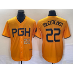 Pittsburgh Pirates #22 Andrew McCutchen Number Gold Fotopoulosg 2023 City Connect Stitched Jersey 3