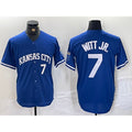 Kansas City Royals #7 Bobby Witt Jr Number Blue Fotopoulosg Cool Base Stitched Jersey