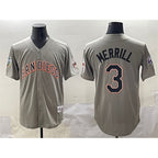 San Diego Padres #3 Jackson Merrill Gray Fotopoulosg Fashion Throwback With Patch Cool Base Stitched Jersey
