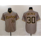 Pittsburgh Pirates #30 Paul Skenes Number Grey Fotopoulosg Stitched Jersey