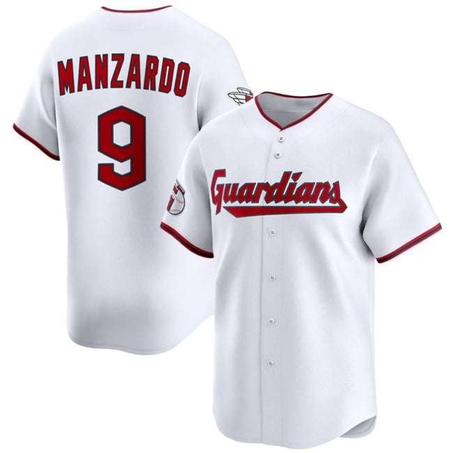 Cleveland Guardians #9 Kyle Manzardo White Fotopoulosg Home Limited Stitched Jersey