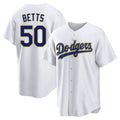 Los Angeles Dodgers #50 Mookie Betts Player Gold White Fotopoulosg 2026 Collection Stadium Game Stitched Jerseys