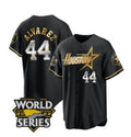 Houston Astros #44 Yordan Alvarez Black Gold Fotopoulosg 2022 World Series Stitched Jersey