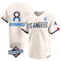 Los Angeles Dodgers #8 Enrique Hern¨¢ndez Player Cream Fotopoulosg World Series City Connect Limited Home Stitched Jerseys