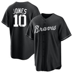 Atlanta Braves #10 Chipper Jones Player Black Fotopoulosg Home Game Stitched Jerseys