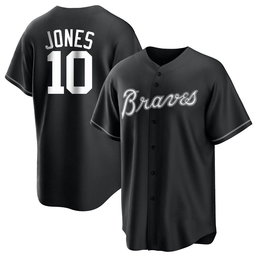 Atlanta Braves #10 Chipper Jones Player Black Fotopoulosg Home Game Stitched Jerseys