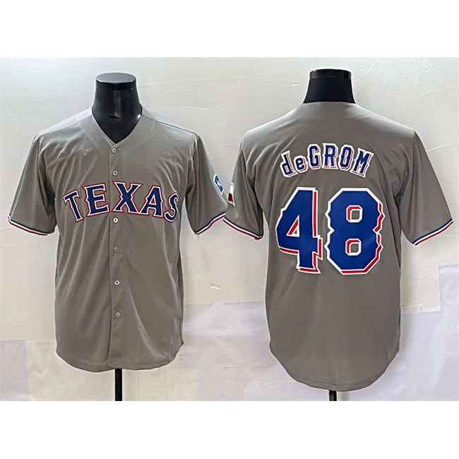 Texas Rangers #48 Jacob deGrom Gray Fotopoulosg With Patch Cool Base Stitched Jersey