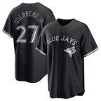 Toronto Blue Jays #27 Vladimir Guerrero Jr. Black Fotopoulosg Lights Out Limited Stitched Jersey