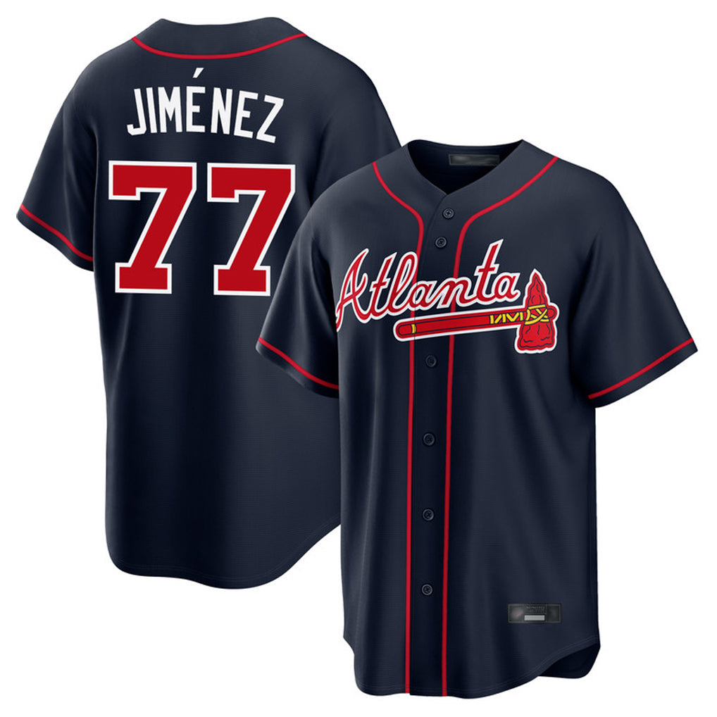 Atlanta Braves #77 Joe Jimenez Player Navy Fotopoulosg Home Game Stitched Jerseys