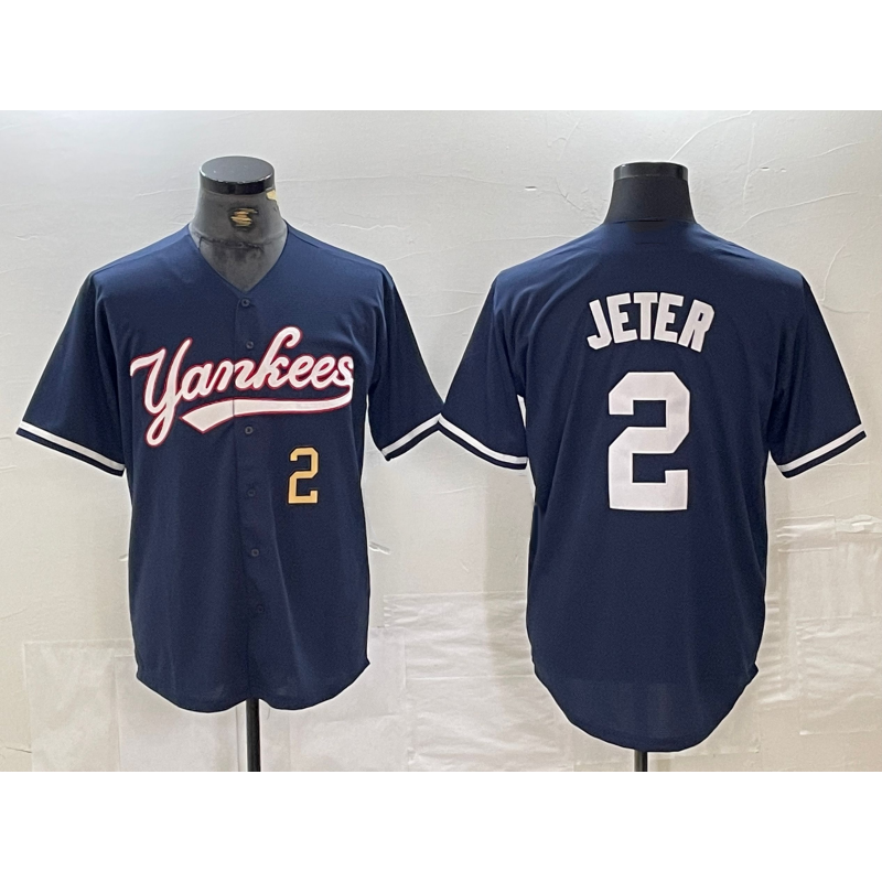 New York Yankees #2 Derek Jeter Number Navy Fotopoulosg Cool Base Stitched Jersey