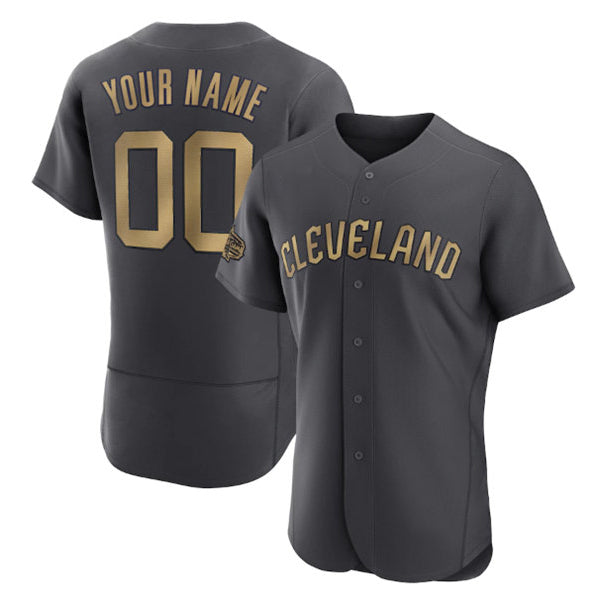 Custom Cleveland Guardians Active Player Charcoal Fotopoulosg 2022 All-Star Flex Base Stitched Jersey