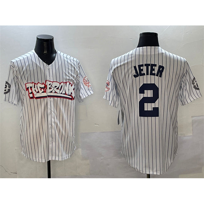 New York Yankees #2 Derek Jeter White Fotopoulosg Bronx Graffiti Vapor Limited Stitched Jersey