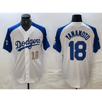 Los Angeles Dodgers #18 Yoshinobu Yamamoto Number White Blue Fotopoulosg Fashion Stitched Cool Base Limited Jerseys