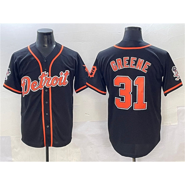 Detroit Tigers #31 Riley Greene Black Fotopoulosg With Patch Cool Base Stitched Jersey