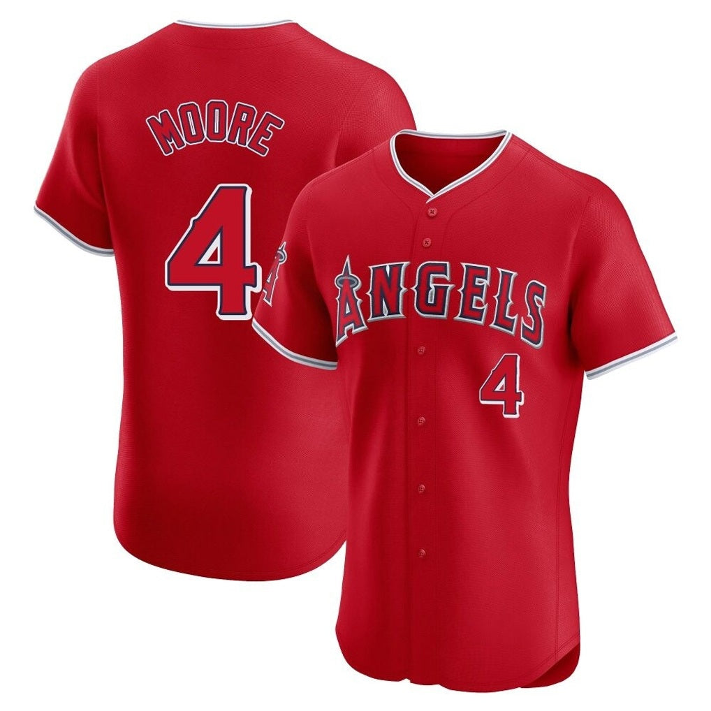 Los Angeles Angels #4 Christian Moore Player Red Fotopoulosg Home Limited Elite Stitched Jerseys