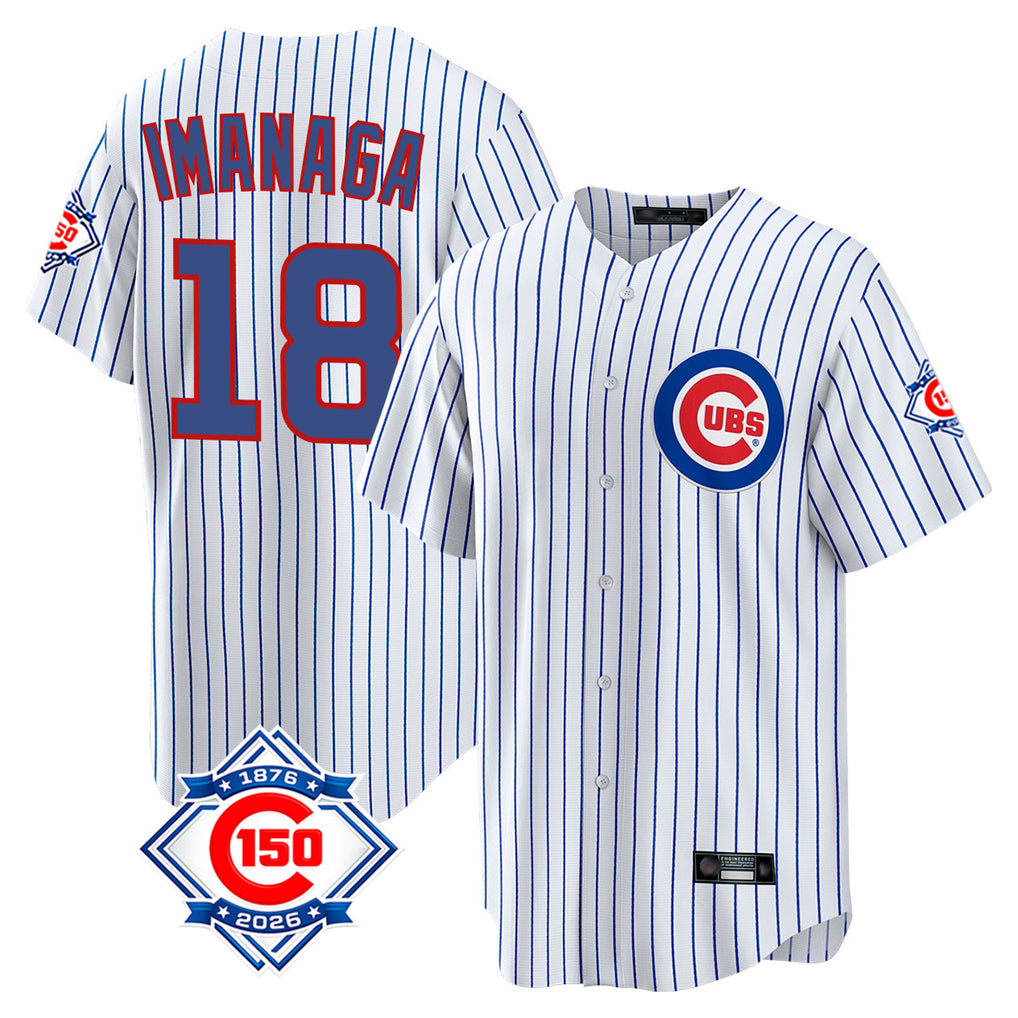 Chicago Cubs #18 Shota Imanaga Player White Fotopoulosg 150th Anniversary Home Game Stitched Jerseys